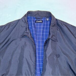 Chaps Golf Jacket Mens X-Large Blue Full Zip Plaid Lined Lightweight Windbreaker